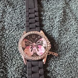 American Exchange Black and Silver Butterfly Watch